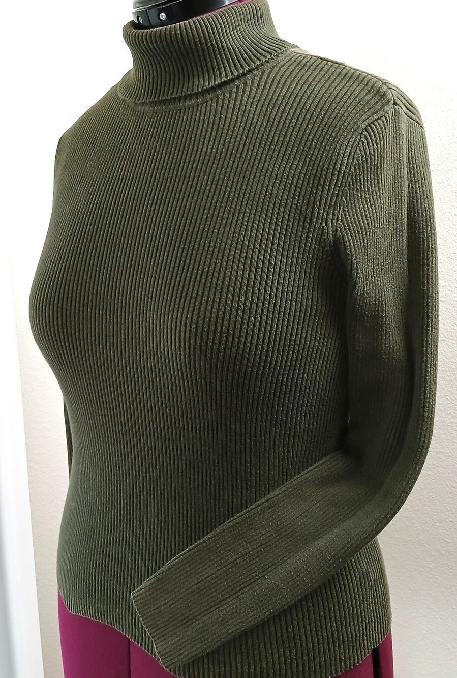 The Limited Ribbed Knit Turtleneck Sweater M dark olive green VTG Y2K cotton LS